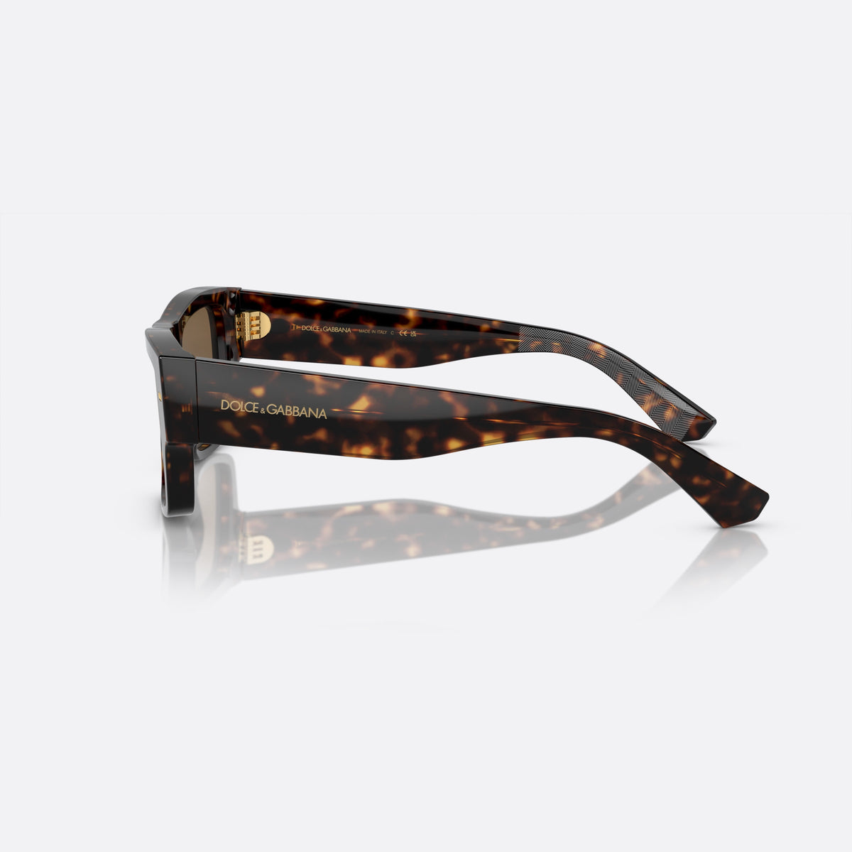 Ochelari de soare Dolce & Gabbana DG 4451 502/73, patrati havana, pentru bărbați, punte simplă, integrată în față, brațe late și plate, vedere laterală