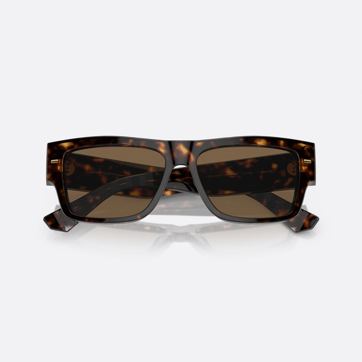 Ochelari de soare Dolce & Gabbana DG 4451 502/73, patrati havana, pentru bărbați, punte simplă, integrată în față, brațe late și plate, cu brațele pliate