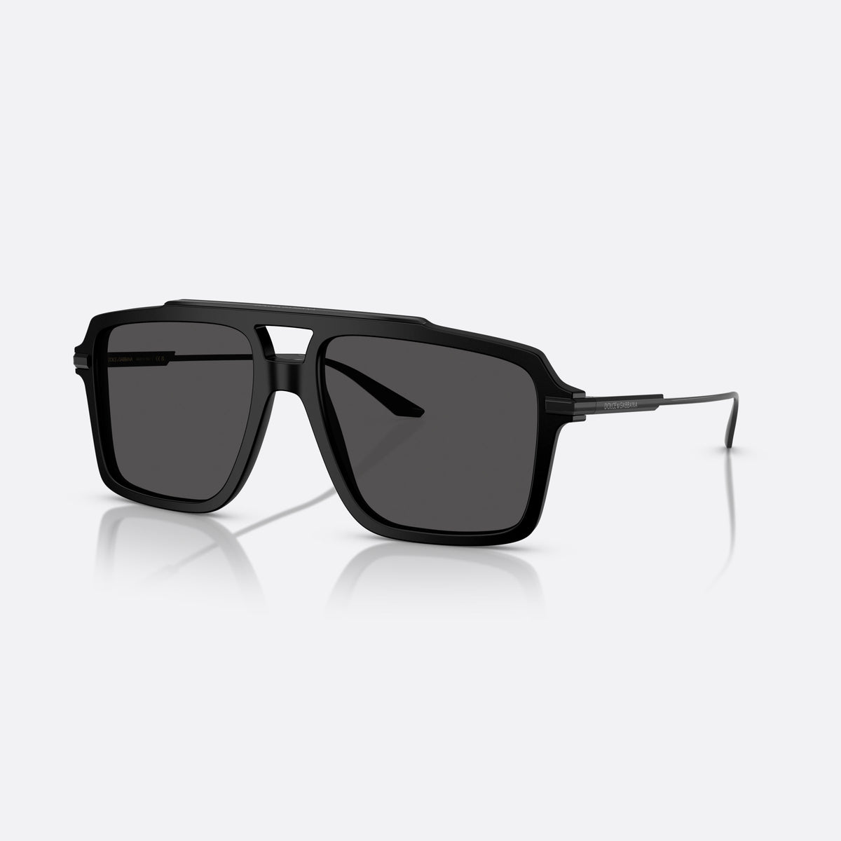 Dolce & Gabbana DG 4477 252587 sunglasses, black squared frame for men, keyhole bridge, brand lettering on the temples