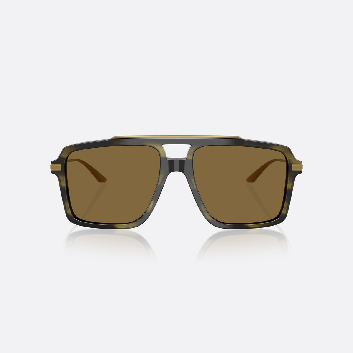 Dolce & Gabbana DG 4477 3447S7 sunglasses, green squared frame for men, double bridge with metal top bar, full-rim frame, front view