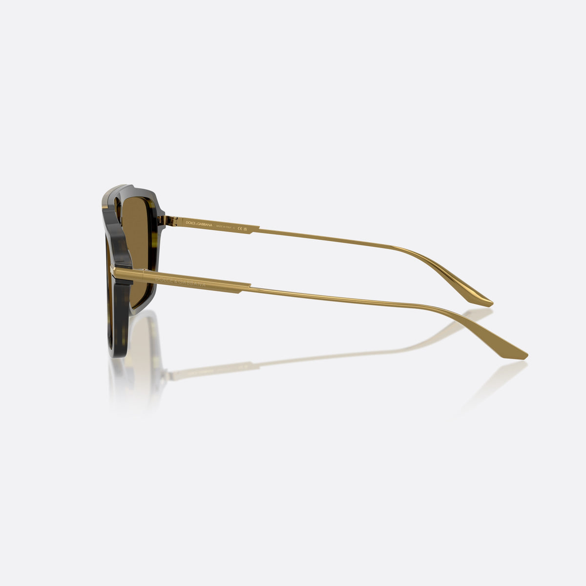 Dolce & Gabbana DG 4477 3447S7 sunglasses, green squared frame for men, double bridge with metal top bar, full-rim frame, side view