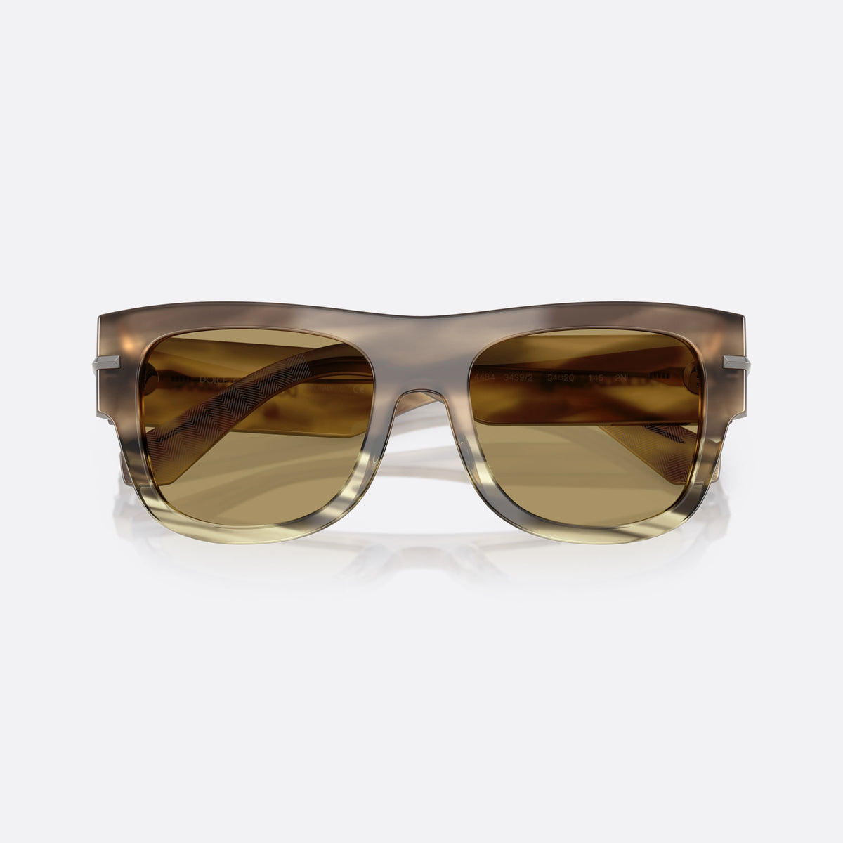 Dolce & Gabbana DG 4484 3439/2 sunglasses, havana squared frame for men, keyhole bridge, brand lettering on temples, folded