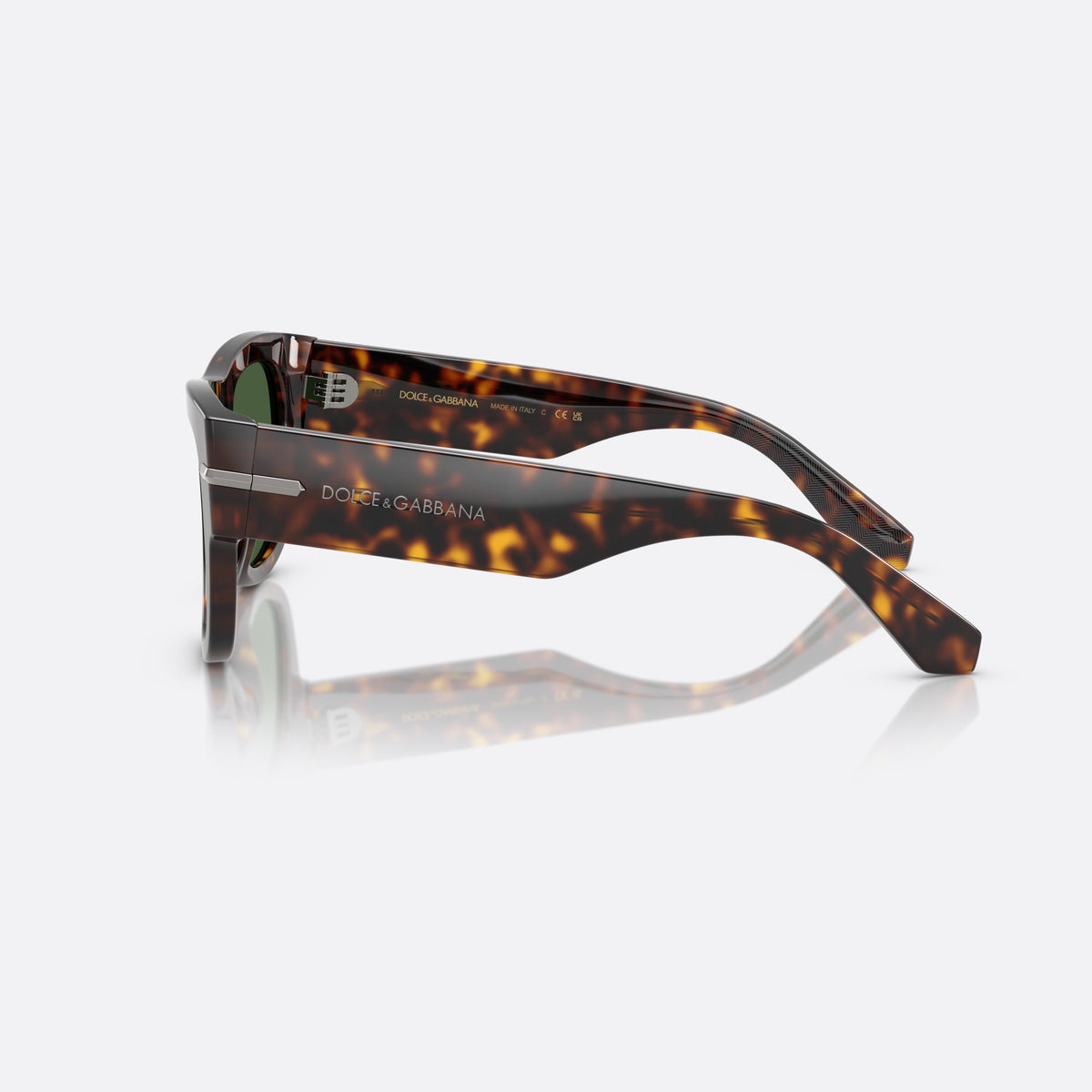 Dolce & Gabbana DG 4484 502/71 sunglasses, havana squared frame for men, plain solid bridge, brand lettering on temples, side view