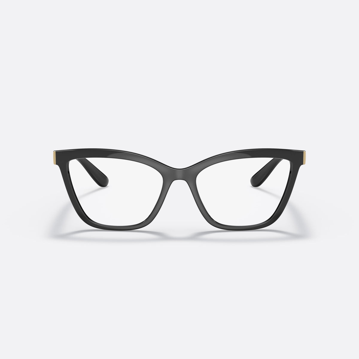 Dolce & Gabbana DG 5076 501 eyeglasses, black cat eye frame for women, plain bridge, brand lettering on temples, front view