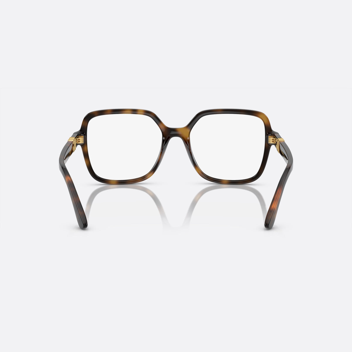 Dolce & Gabbana DG 5105U 502 N eyeglasses, havana oversize frame for women, plain bridge, brand logo plaque on temples, full-rim frame, back view