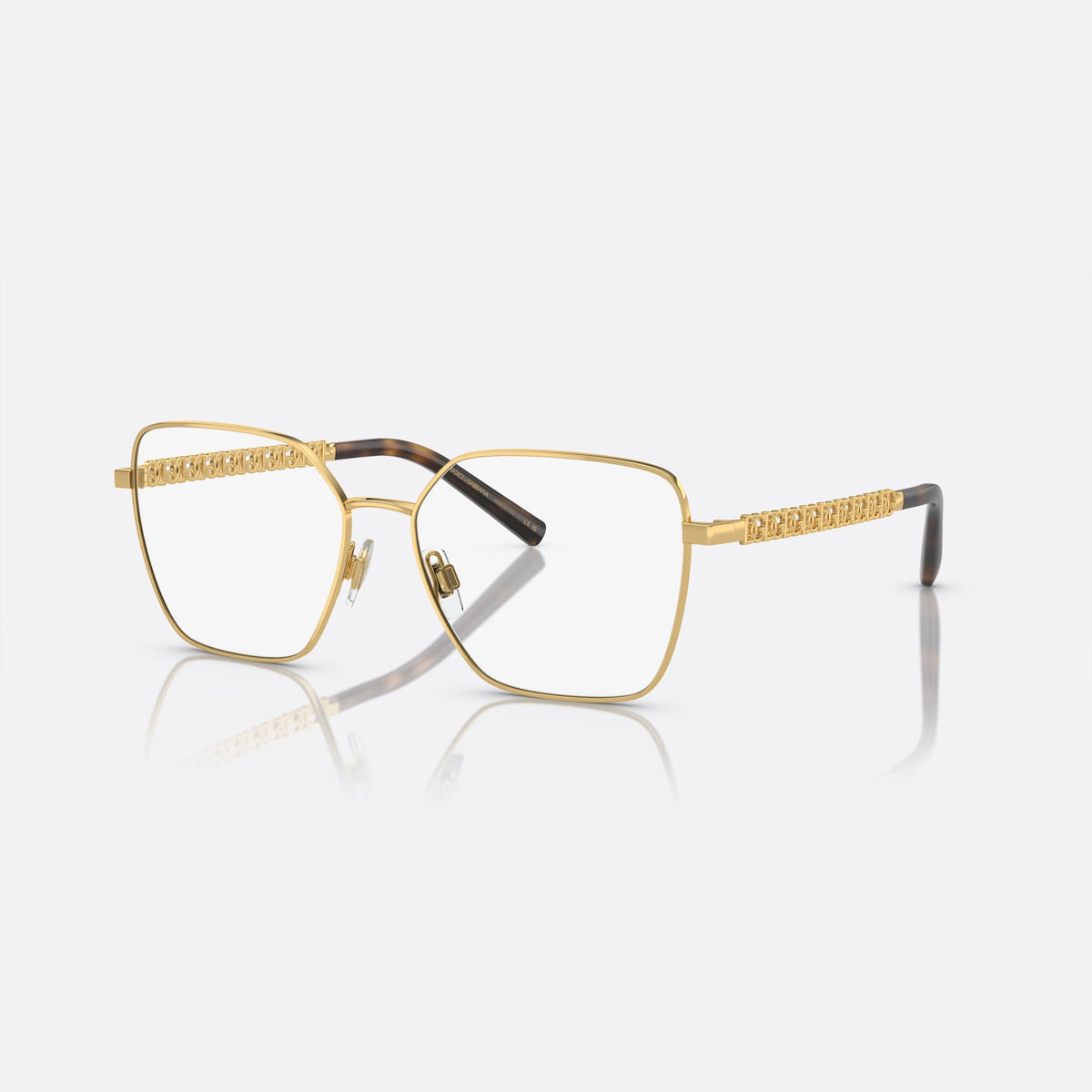 Rame ochelari de vedere Dolce & Gabbana DG1351 02, patrati auriu, pentru femei, punte metalică simplă, literele brandului pe brațe