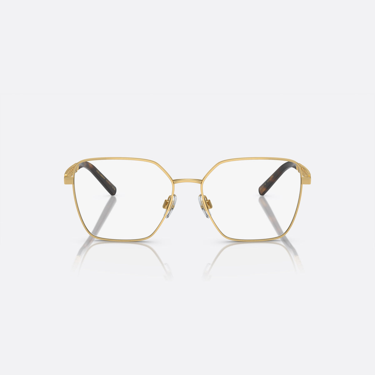 Rame ochelari de vedere Dolce & Gabbana DG1351 02, patrati auriu, pentru femei, punte metalică simplă, literele brandului pe brațe, vedere din față