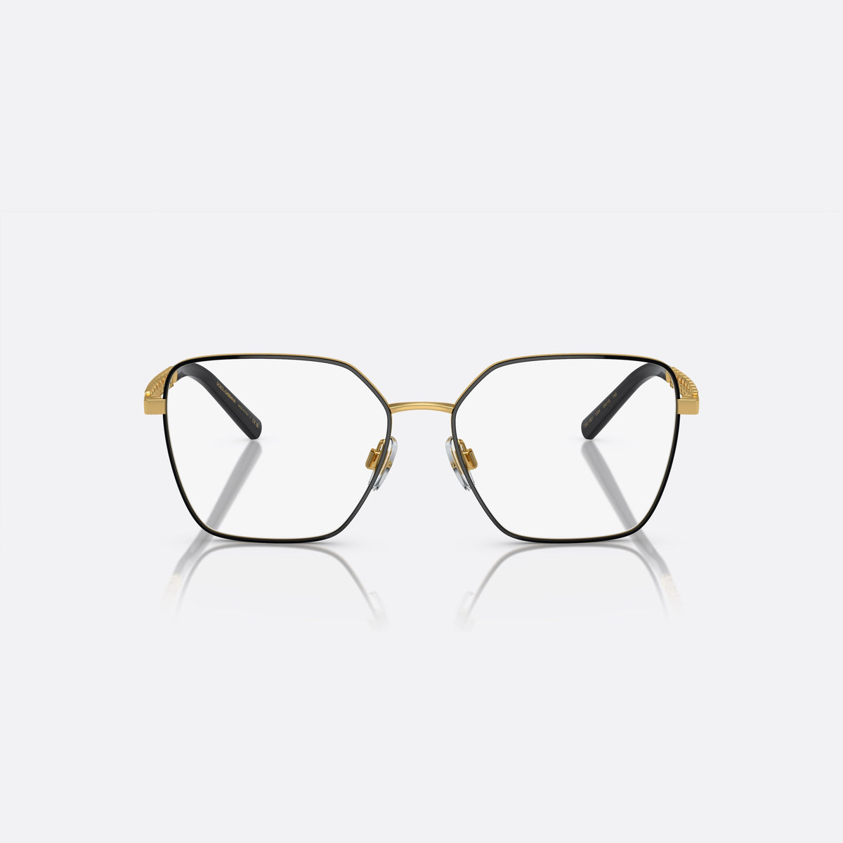 Rame ochelari de vedere Dolce & Gabbana DG1351 1334, patrati negru, pentru femei, punte metalică simplă, logo-ul brandului pe brațe, vedere din față