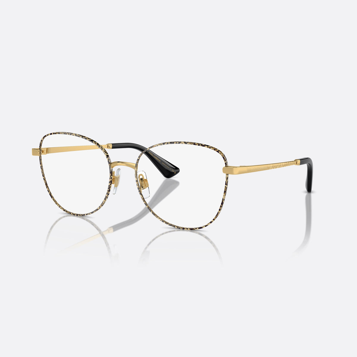 Dolce & Gabbana DG1355 1364 eyeglasses, gold butterfly frame for women, saddle bridge with gold-tone metal, slim flat temples