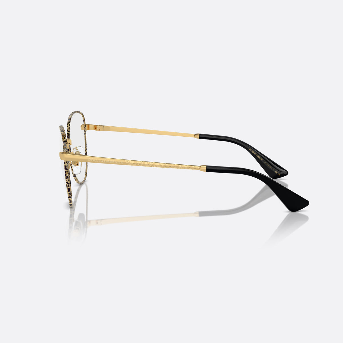 Dolce & Gabbana DG1355 1364 eyeglasses, gold butterfly frame for women, saddle bridge with gold-tone metal, slim flat temples