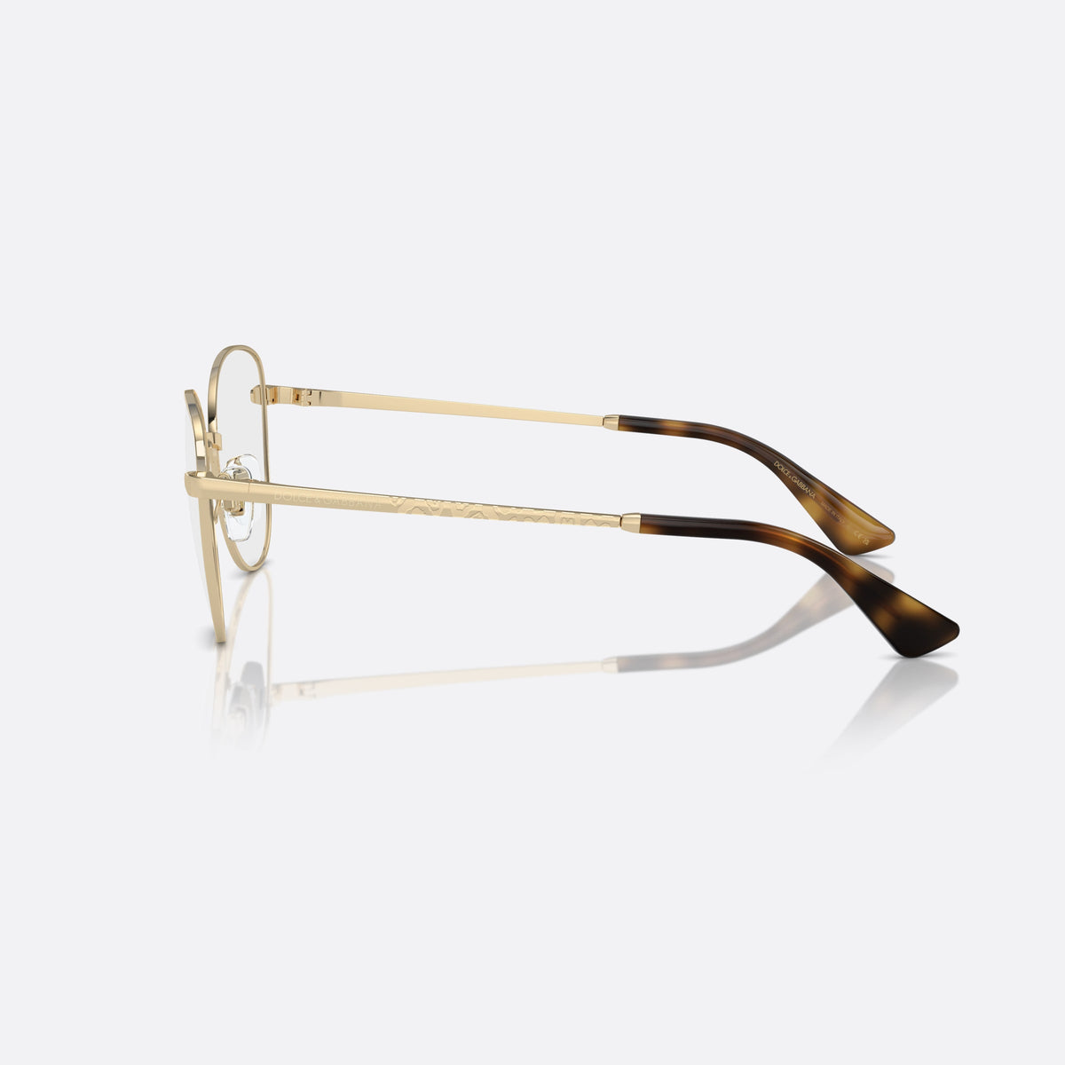 Rame ochelari de vedere Dolce & Gabbana DG1355 1365, fluture auriu, pentru femei, punte în șa cu arc metalic, ramă completă metalică, vedere laterală