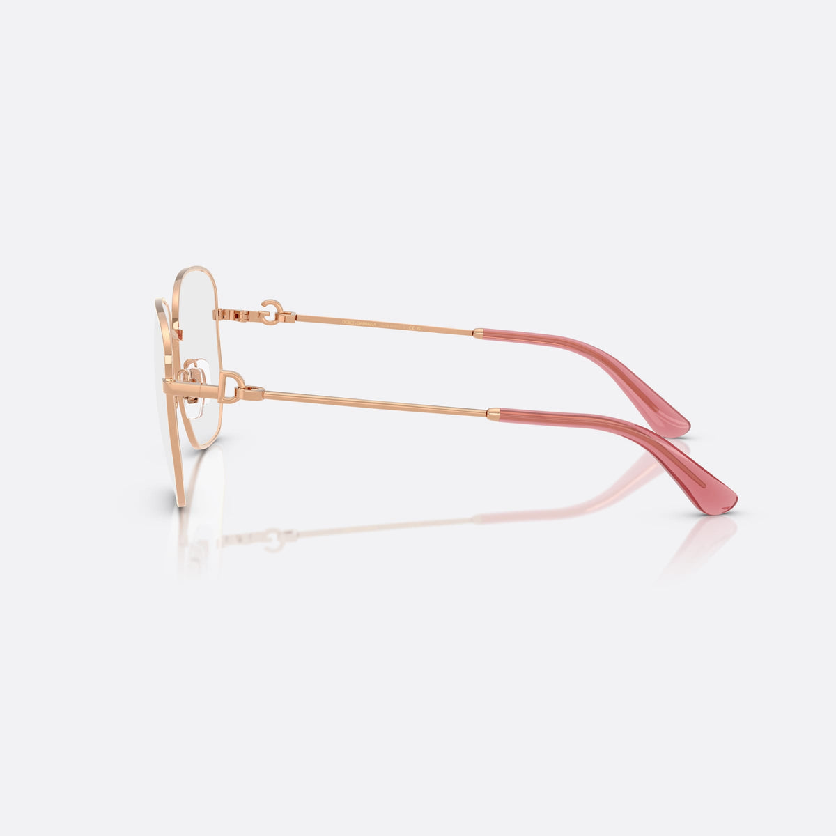 Rame ochelari de vedere Dolce & Gabbana DG1356 1298, phantos auriu, pentru femei, punte metalică simplă, placă cu logoul brandului pe brațe, vedere laterală