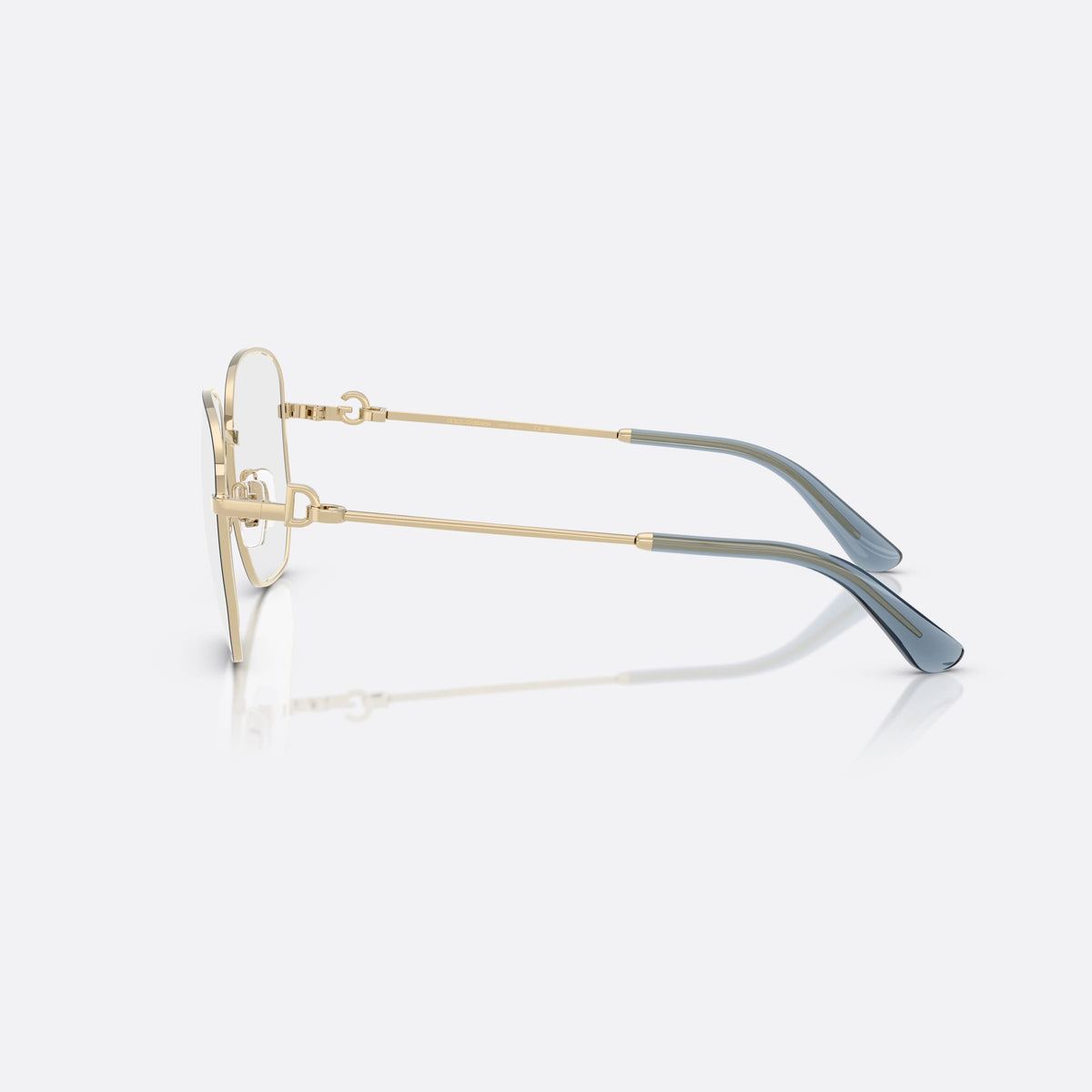 Rame ochelari de vedere Dolce & Gabbana DG1356 488, phantos auriu, pentru femei, punte metalică simplă, brațe subțiri cu detaliu placat, vedere laterală