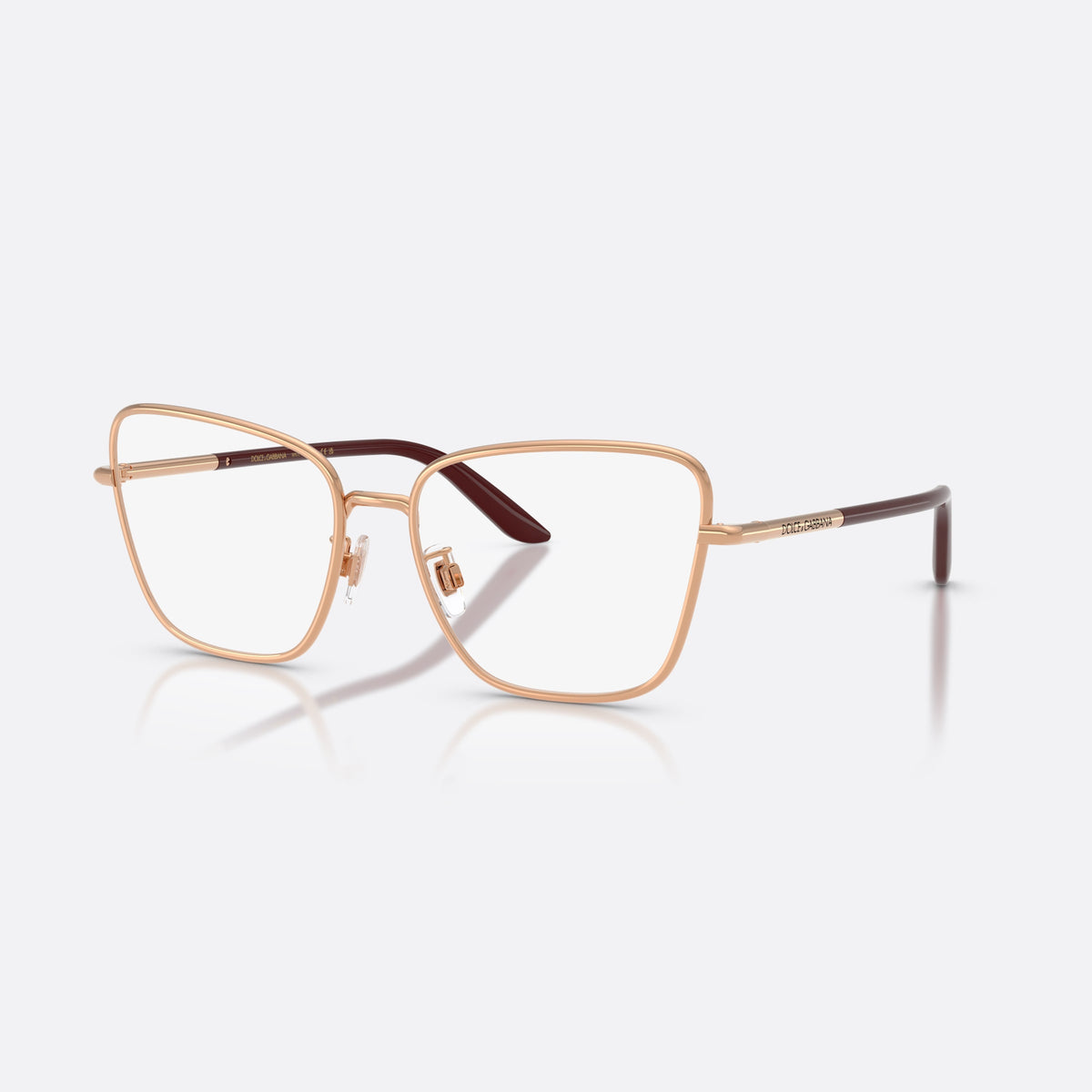 Rame ochelari de vedere Dolce & Gabbana DG1359 1298, cat eye auriu, pentru femei, punte metalică simplă, literele brandului pe brațe