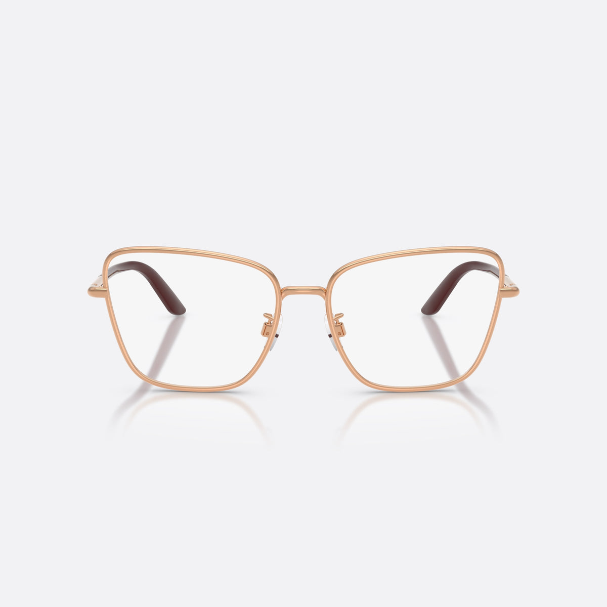 Dolce & Gabbana DG1359 1298 eyeglasses, gold cat eye frame for women, plain metal bridge, brand lettering on temples, front view