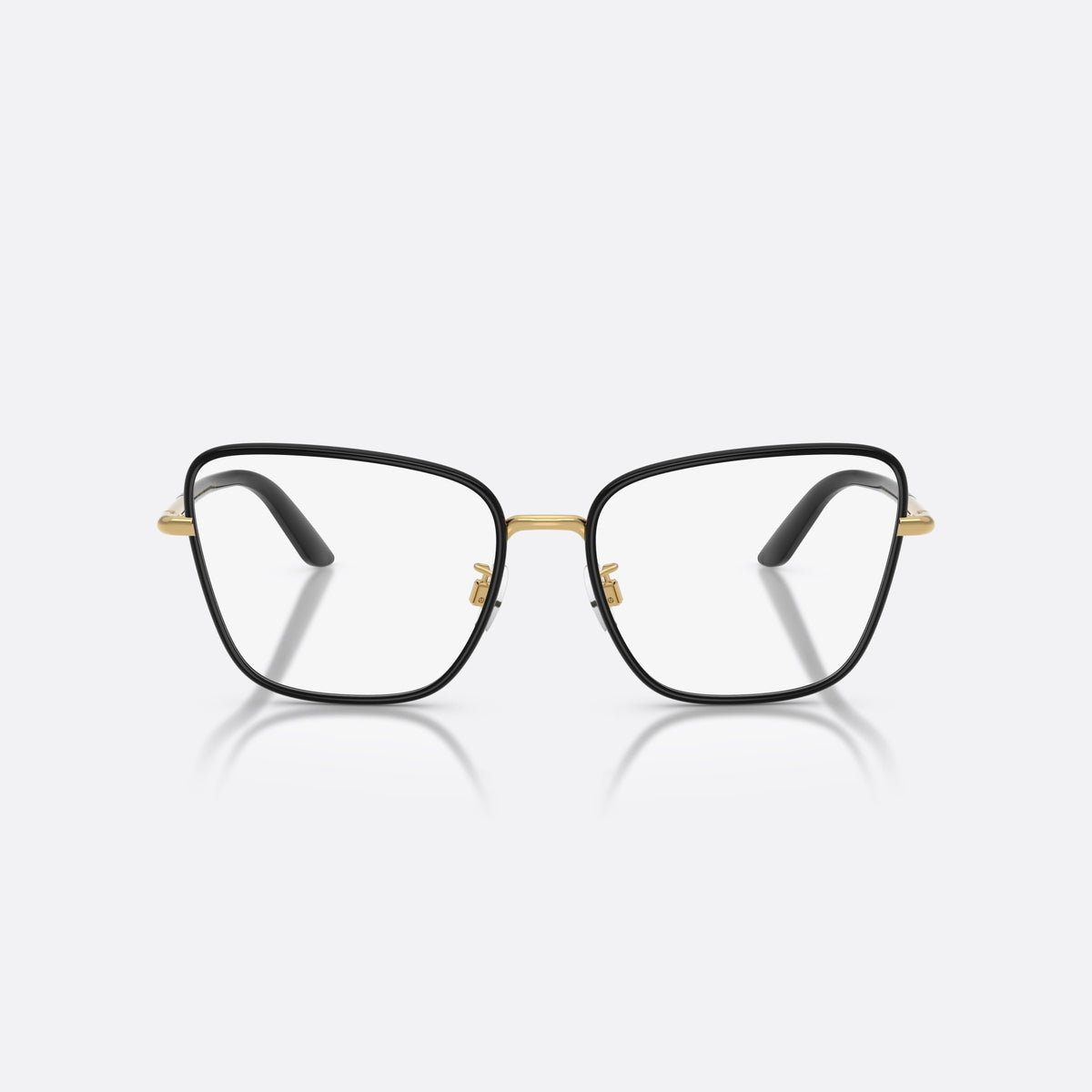Dolce & Gabbana DG1359 1334 eyeglasses, black cat eye frame for women, metal bridge with gold accent, full-rim metal frame, front view