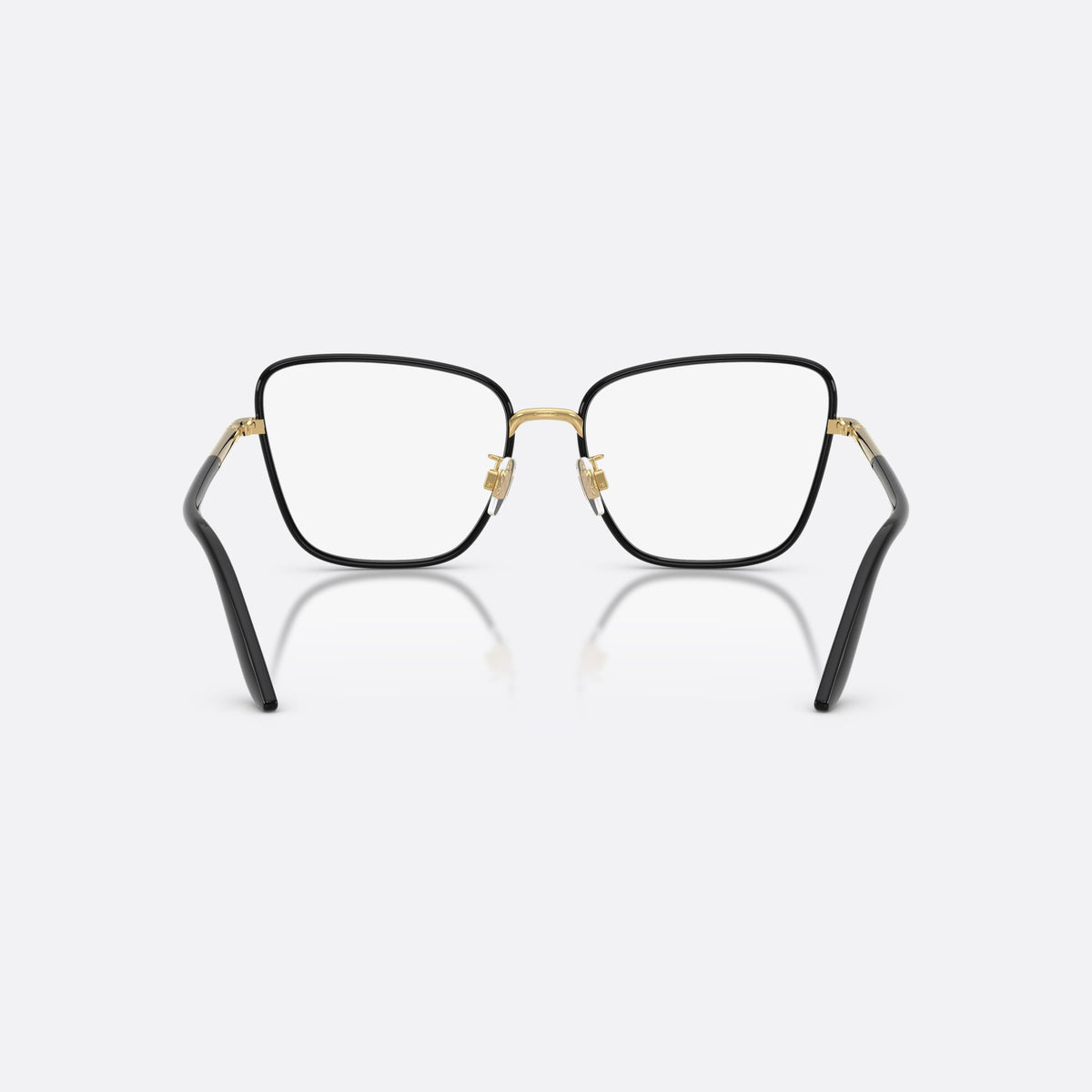 Dolce & Gabbana DG1359 1334 eyeglasses, black cat eye frame for women, metal bridge with gold accent, full-rim metal frame, back view