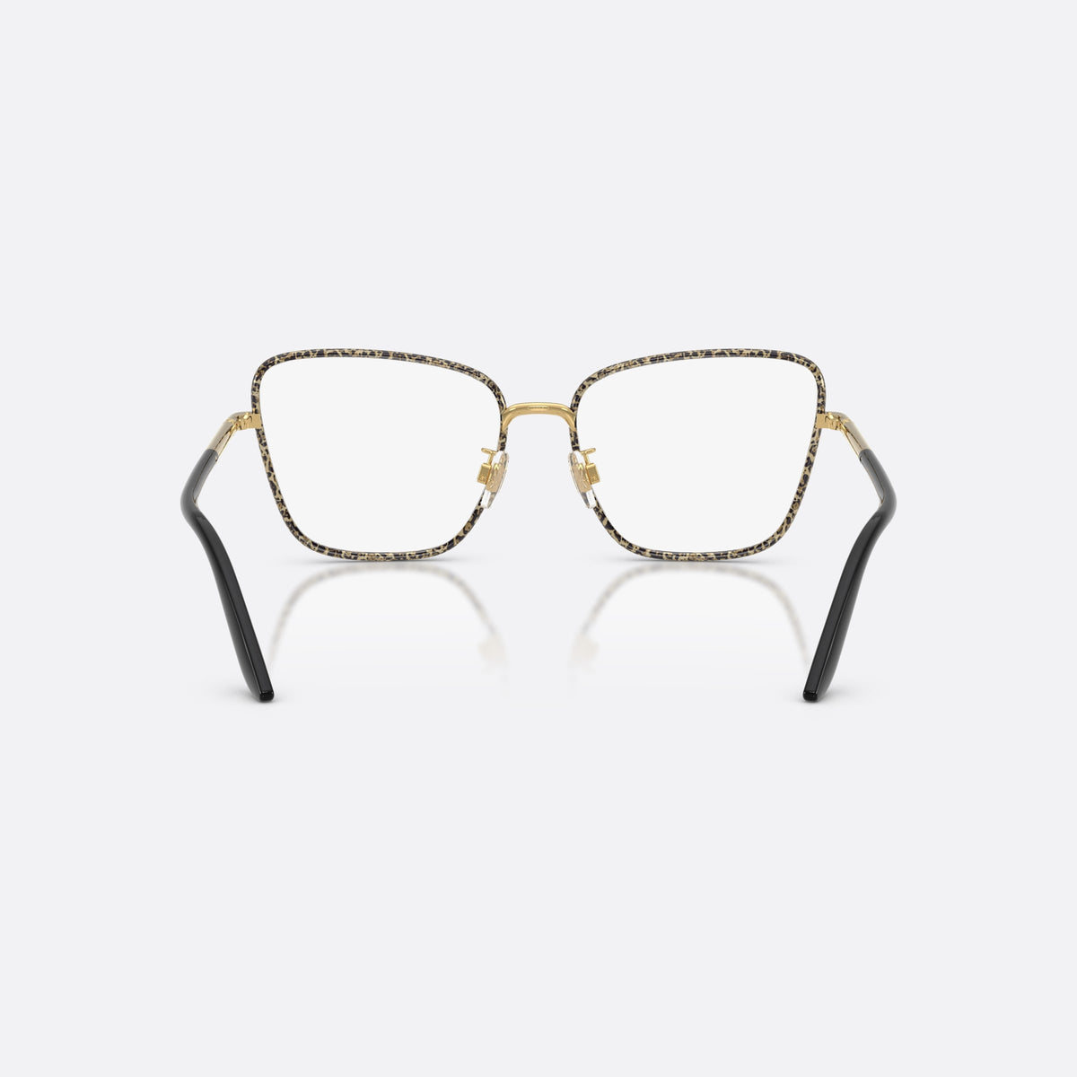 Dolce & Gabbana DG1359 1364 eyeglasses, gold cat eye frame for women, saddle metal bridge, brand lettering on temples, back view