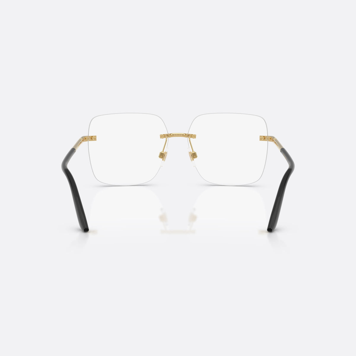 Rame ochelari de vedere Dolce & Gabbana DG1360 02, patrati auriu, pentru femei, punte din bară metalică subțire, literele brandului pe brațe, vedere din spate
