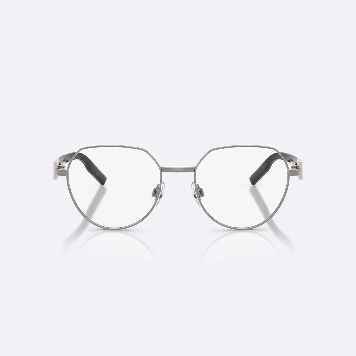 Dolce & Gabbana DG1362 04 eyeglasses, grey phantos frame for men, plain metal bridge, brand lettering on temples, front view
