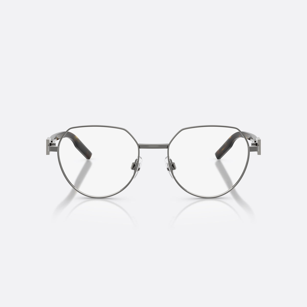 Dolce & Gabbana DG1362 1335 eyeglasses, brown phantos frame for men, plain metal bridge, brand logo plaque on temple, front view