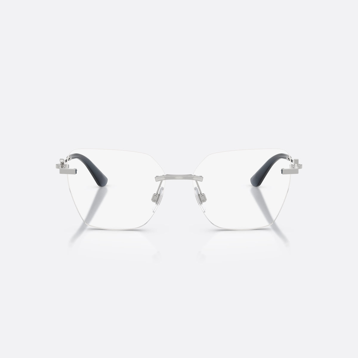 Rame ochelari de vedere Dolce & Gabbana DG1363 05, cat eye argintiu, pentru femei, punte metalică simplă, placă cu logo pe brațe, vedere din față