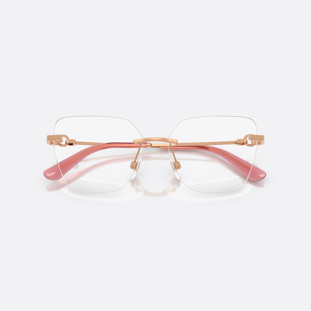 Rame ochelari de vedere Dolce & Gabbana DG1363 1298, cat eye auriu, pentru femei, punte metalică cu bară plată, literele brandului pe brațe, cu brațele pliate