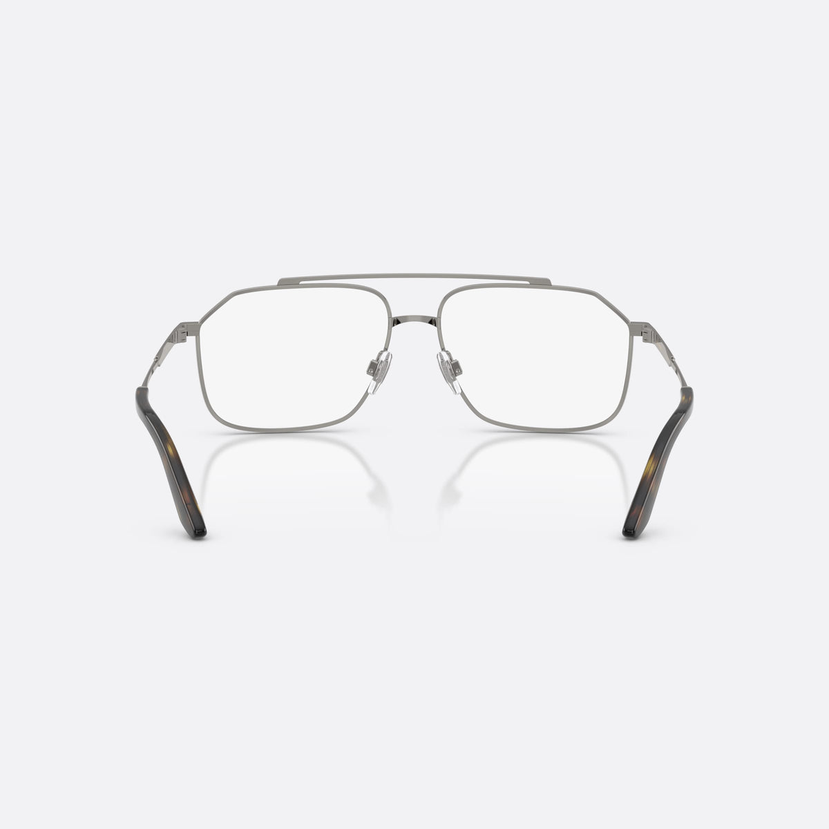 Dolce & Gabbana DG1364 04 eyeglasses, grey pilot frame for men, double bridge with top bar, brand lettering on temples, back view