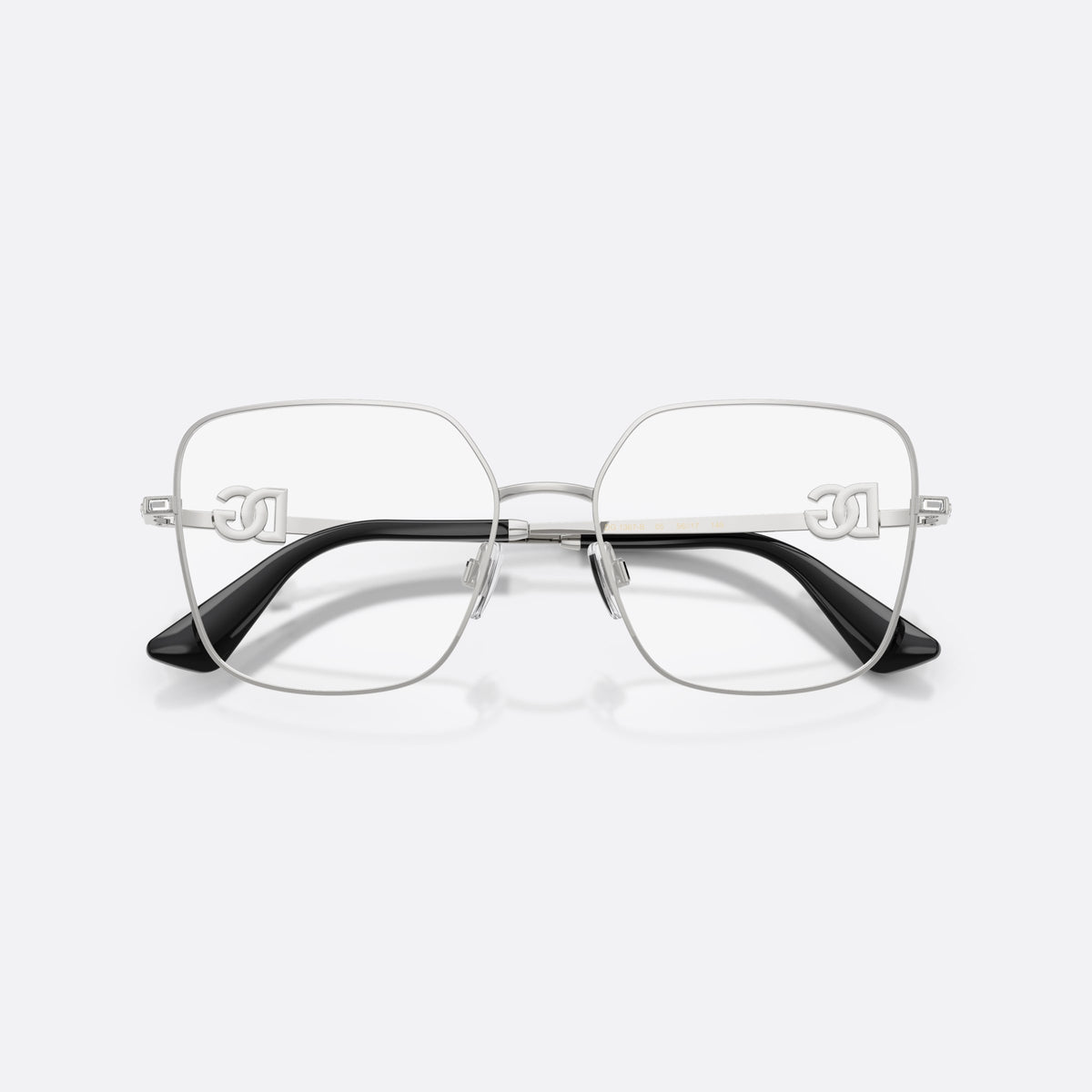 Rame ochelari de vedere Dolce & Gabbana DG1367B 05, patrati argintiu, pentru femei, punte metalică simplă, plachetă cu sigla brandului pe brațe, cu brațele pliate