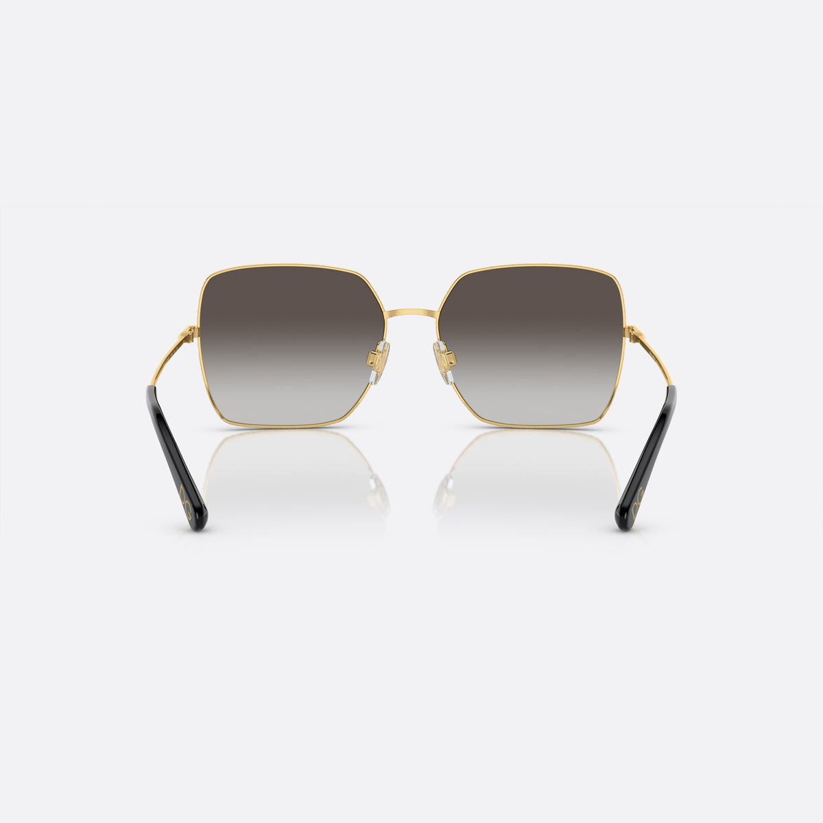 Ochelari de soare Dolce & Gabbana DG2242 1334/8G, patrati negru, pentru femei, punte metalică simplă, brațe subțiri, înguste, vedere din spate
