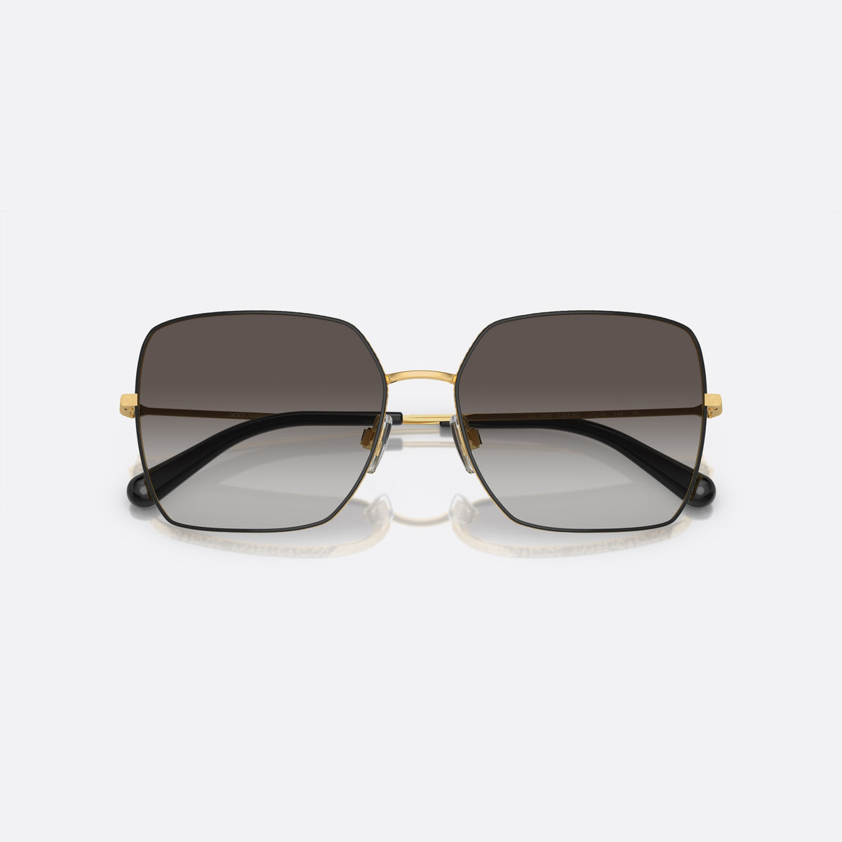 Ochelari de soare Dolce & Gabbana DG2242 1334/8G, patrati negru, pentru femei, punte metalică simplă, brațe subțiri, înguste, cu brațele pliate
