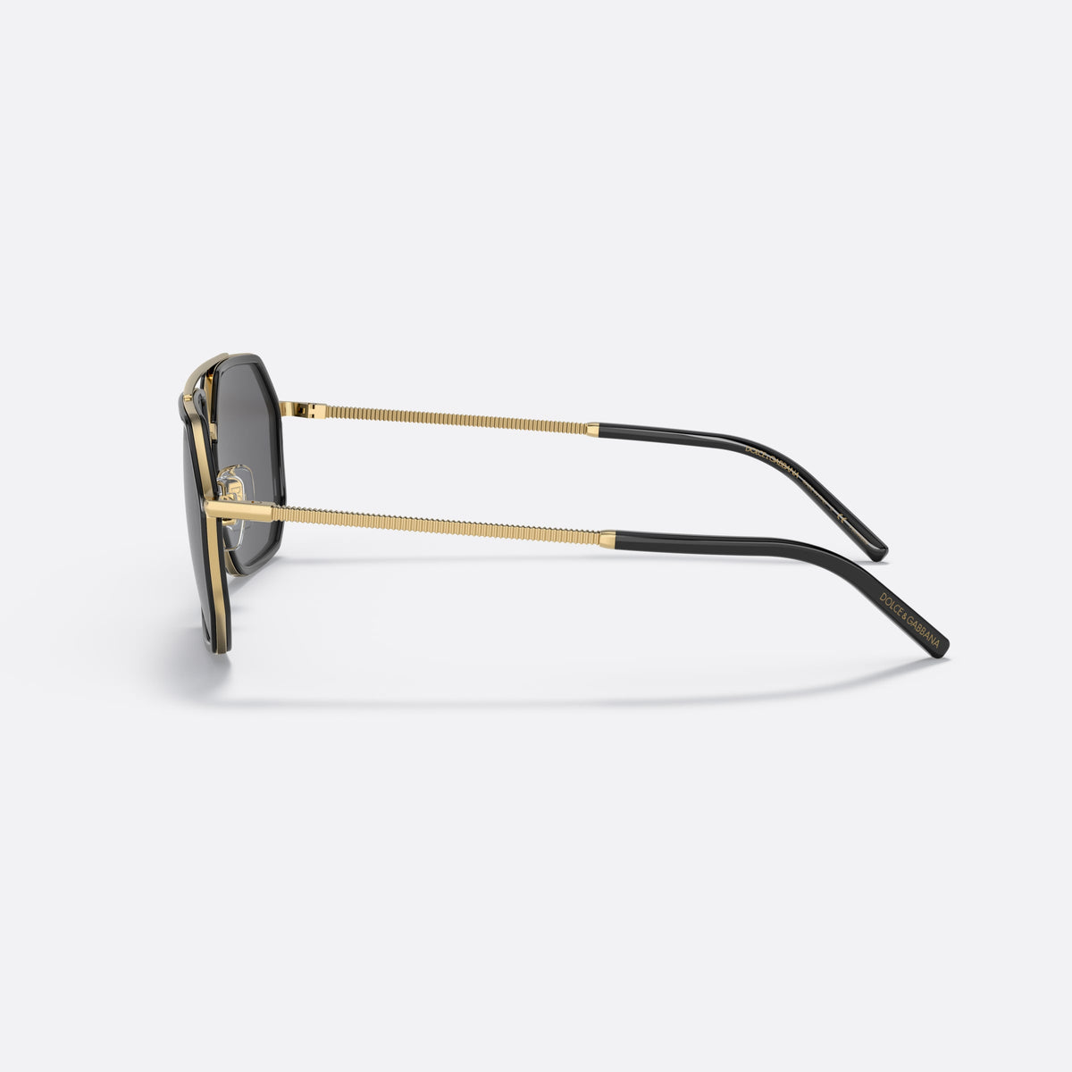 Ochelari de soare Dolce & Gabbana DG2285 02/81 A, pilot auriu, pentru bărbați, punte dublă cu bară superioară, literele brandului pe brațe