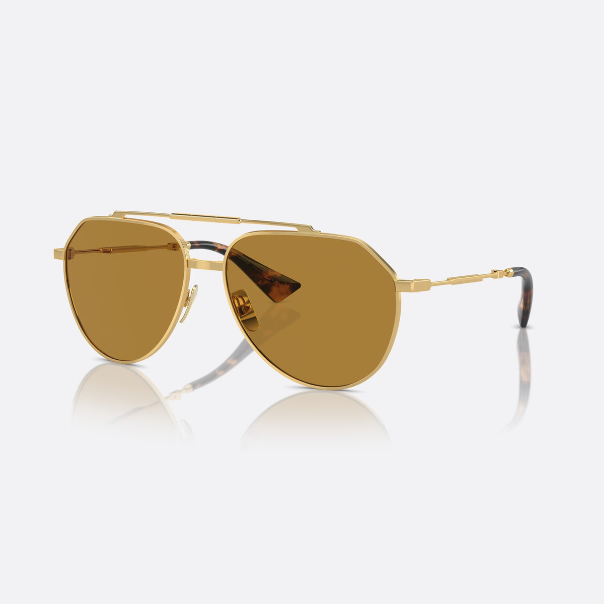 Ochelari de soare Dolce & Gabbana DG2302 02/53, pilot auriu, pentru bărbați, punte dublă cu bară superioară, vârfuri de braț conice