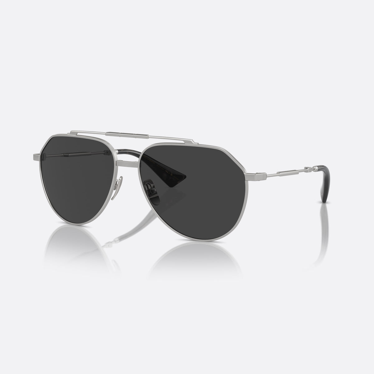 Ochelari de soare Dolce & Gabbana DG2302 136648, pilot argintiu, pentru bărbați, punte dublă cu bară superioară, brațe subțiri, conice