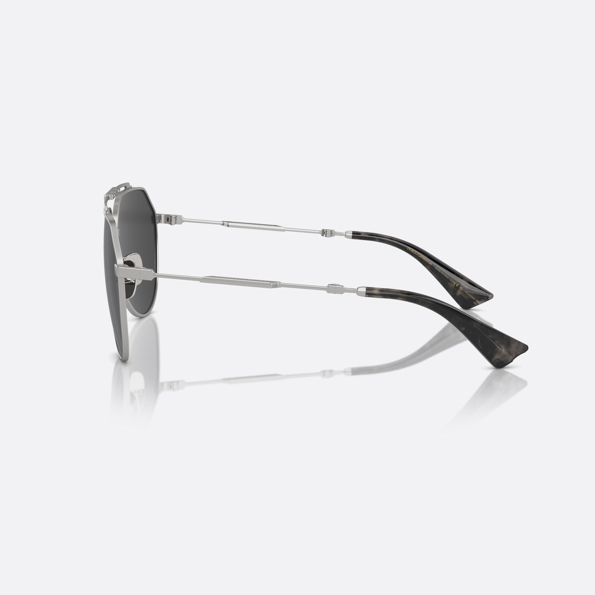 Ochelari de soare Dolce & Gabbana DG2302 136648, pilot argintiu, pentru bărbați, punte dublă cu bară superioară, brațe subțiri, conice, vedere laterală