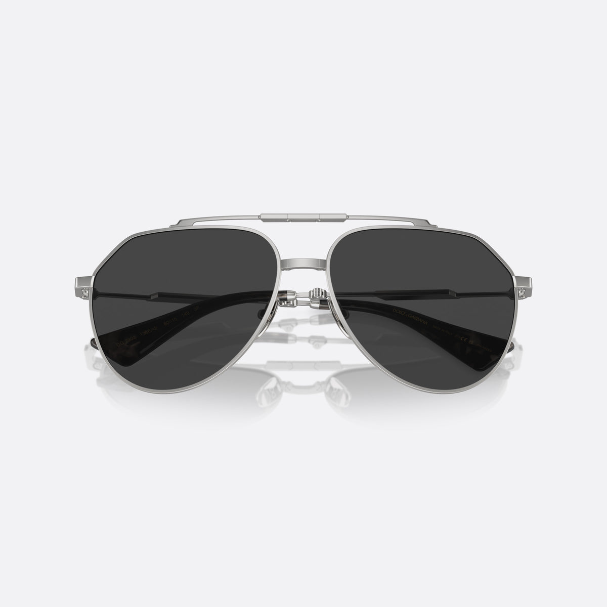 Ochelari de soare Dolce & Gabbana DG2302 136648, pilot argintiu, pentru bărbați, punte dublă cu bară superioară, brațe subțiri, conice, cu brațele pliate