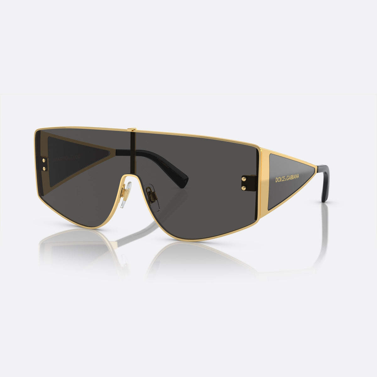 Ochelari de soare Dolce & Gabbana DG2305 02/87, rectangulari auriu, pentru bărbați, punte metalică integrată, literele brandului pe braț