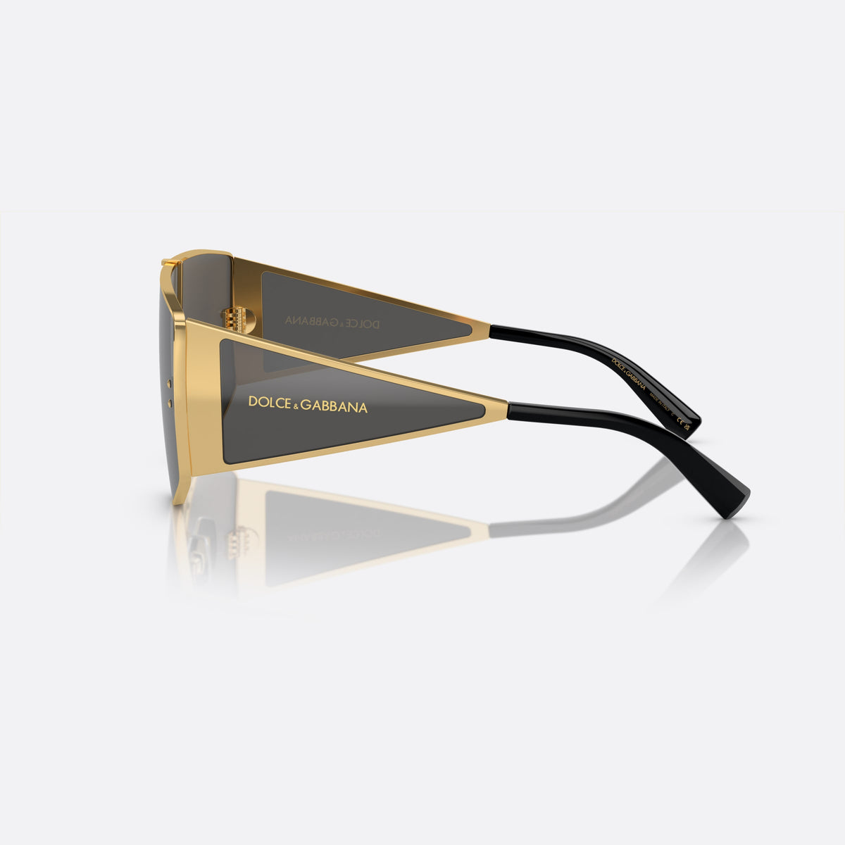 Ochelari de soare Dolce & Gabbana DG2305 02/87, rectangulari auriu, pentru bărbați, punte metalică integrată, literele brandului pe braț