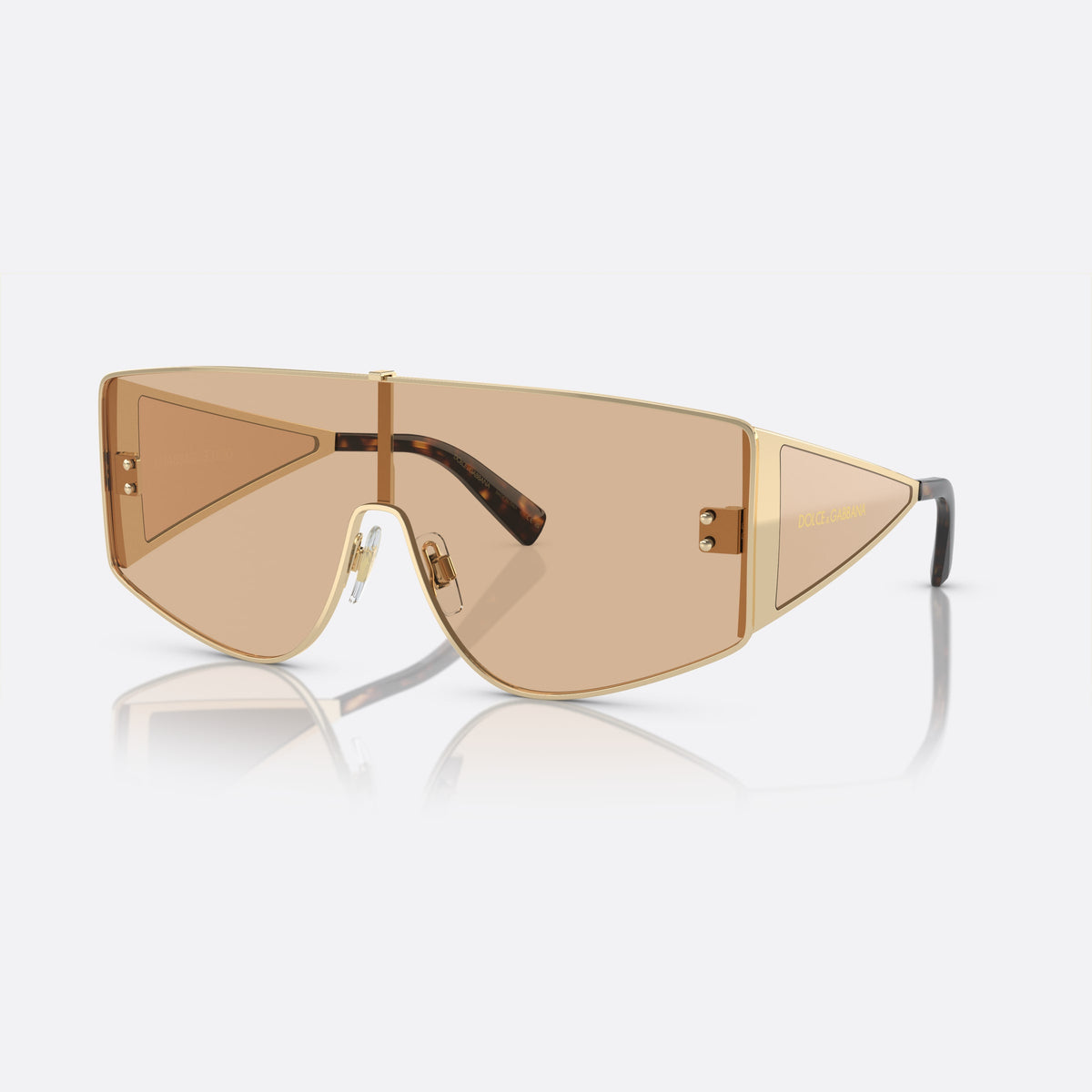 Ochelari de soare Dolce & Gabbana DG2305 1365/5A, rectangulari auriu, pentru bărbați, punte metalică integrată, literele brandului pe brațe