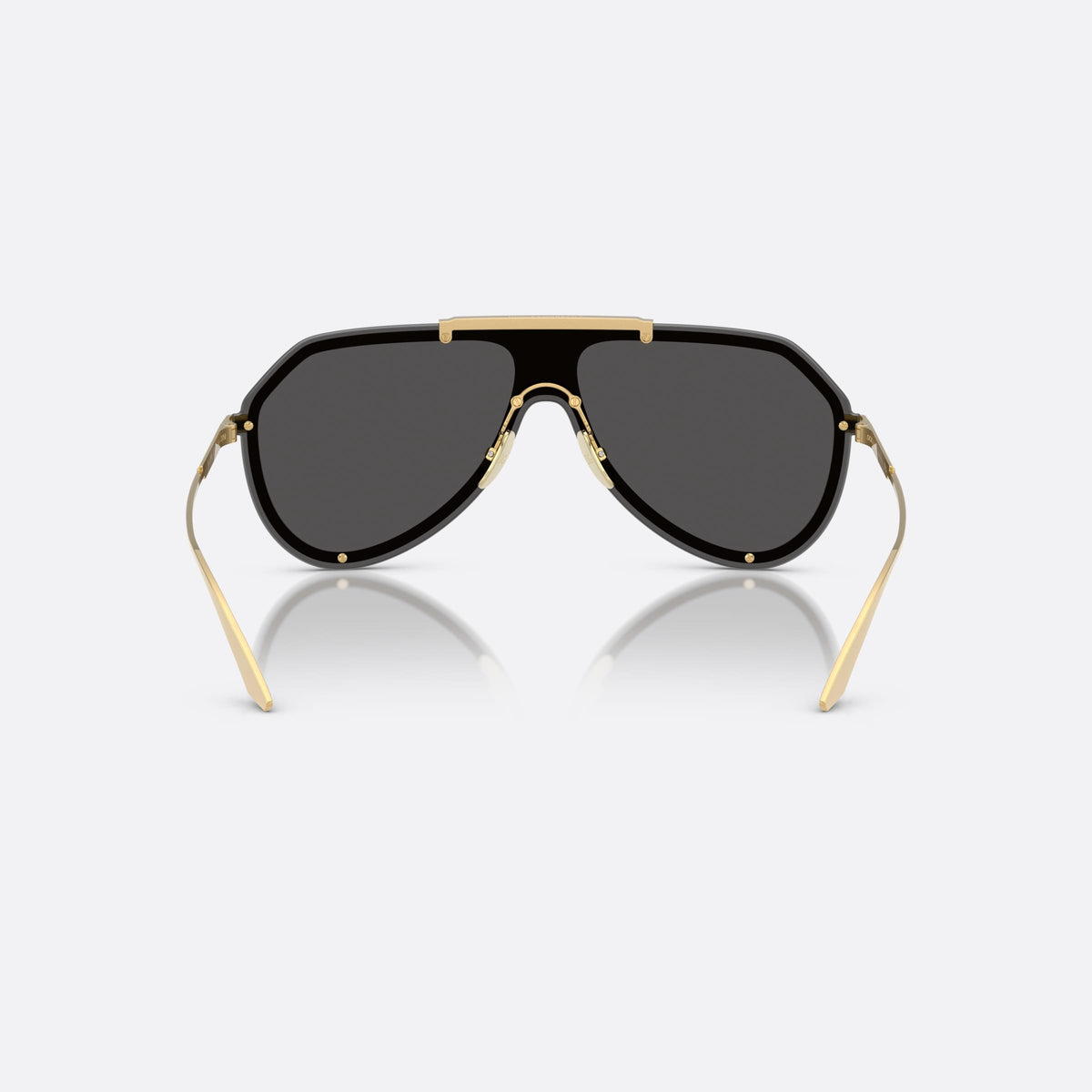 Dolce & Gabbana DG2309 02/87 sunglasses, gold pilot frame for men, single metal bridge with top bar, gold-tone metal hinges, back view