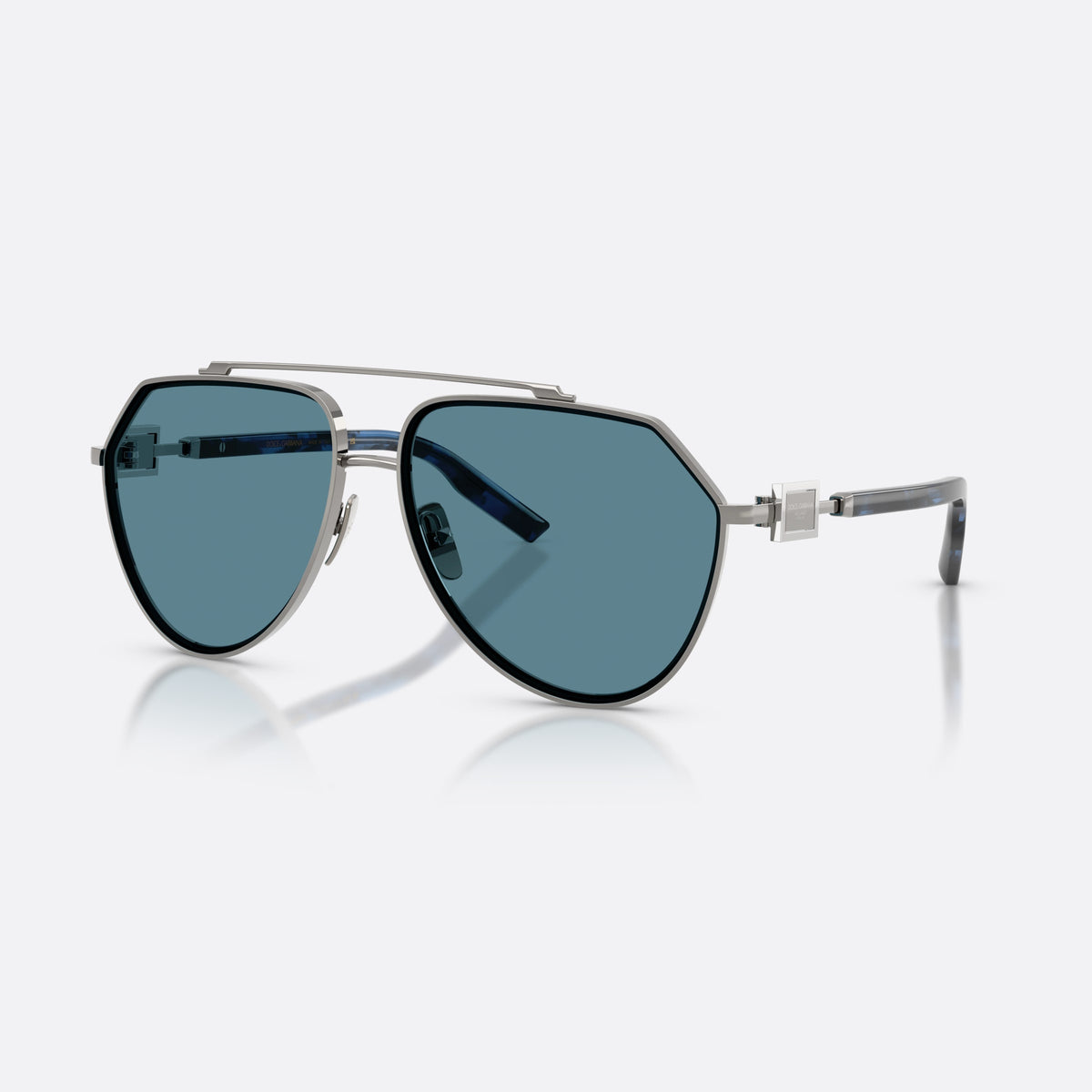 Dolce & Gabbana DG2315 04/80 sunglasses, grey pilot frame for men, double bridge with top bar, slim tapered temples