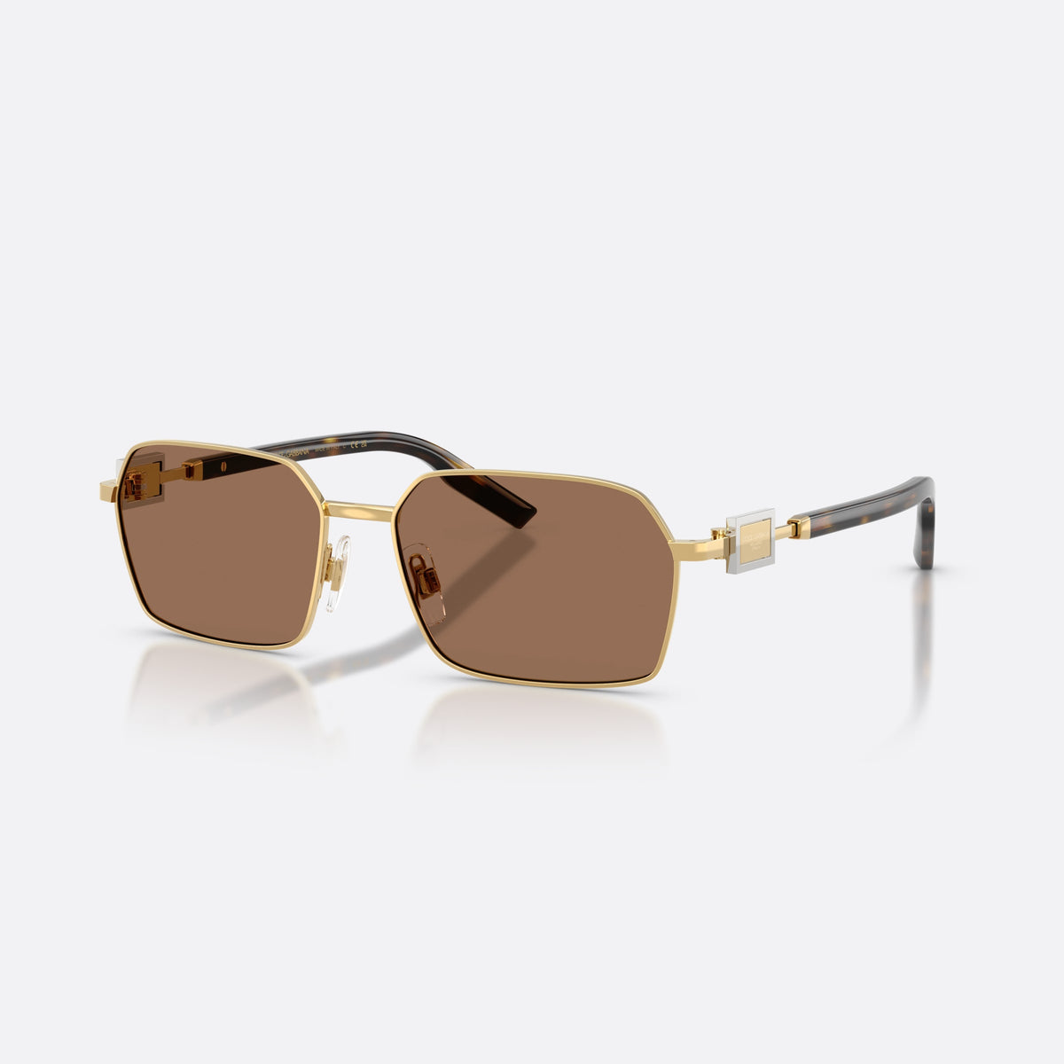 Ochelari de soare Dolce & Gabbana DG2316 02/73, rectangulari auriu, pentru bărbați, punte metalică simplă, plăcuță cu logoul brandului pe braț