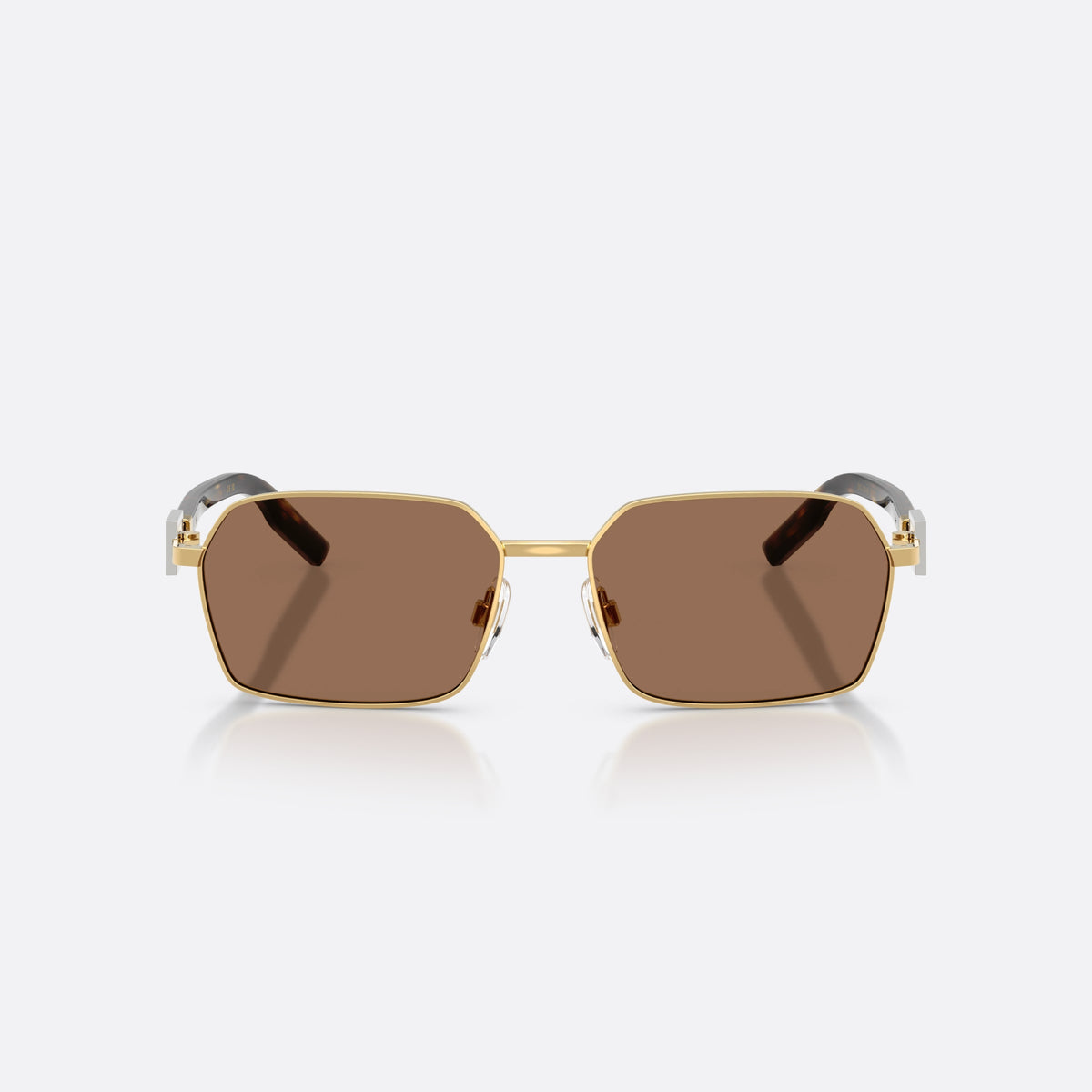 Ochelari de soare Dolce & Gabbana DG2316 02/73, rectangulari auriu, pentru bărbați, punte metalică simplă, plăcuță cu logoul brandului pe braț, vedere din față