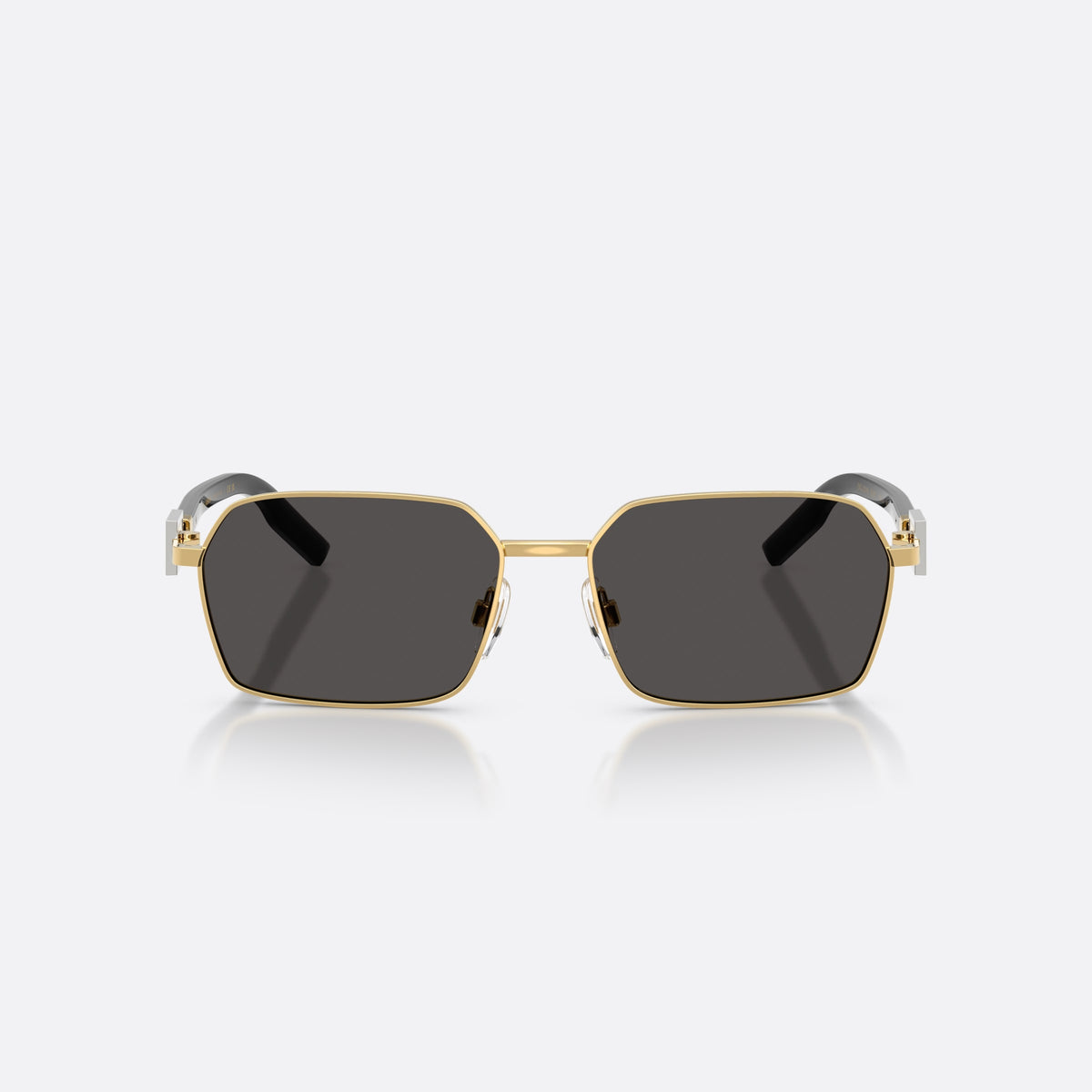 Ochelari de soare Dolce & Gabbana DG2316 02/87, rectangulari auriu, pentru bărbați, punte metalică simplă, placă cu sigla brandului pe braț, vedere din față