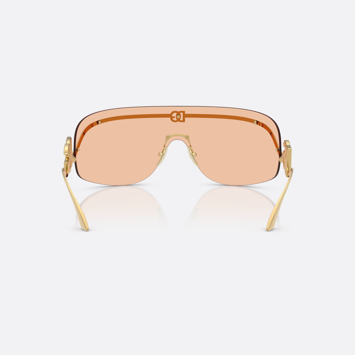 Dolce & Gabbana DG2320 02/73 sunglasses, gold pillow frame for women, integrated metal bridge with dome, back view