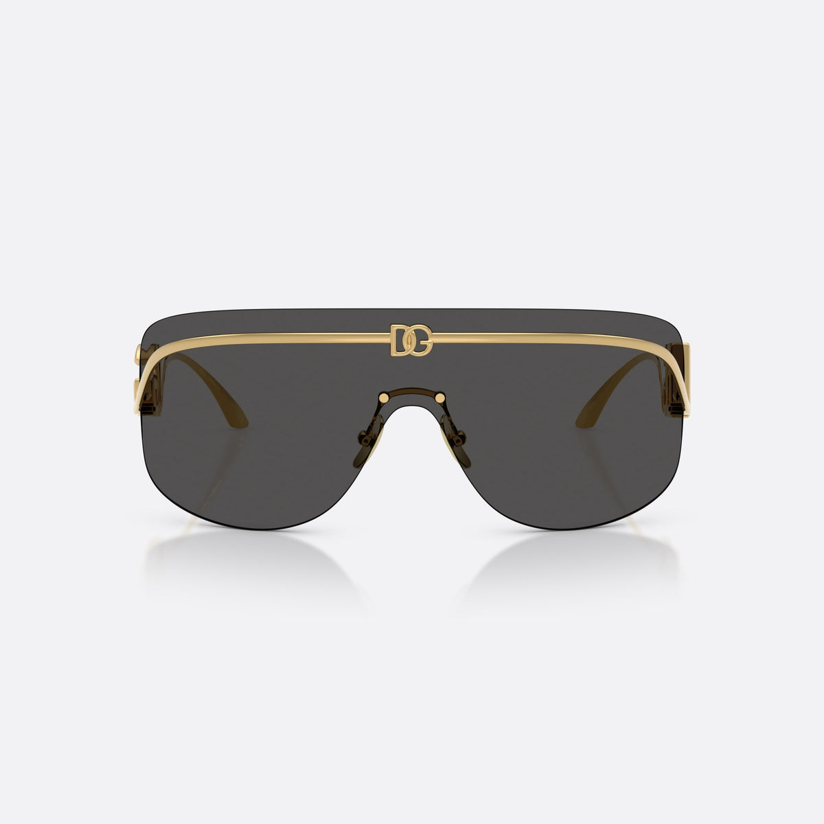 Ochelari de soare Dolce & Gabbana DG2320 02/87, pillow auriu, pentru femei, punte integrată cu accente metalice, vedere din față