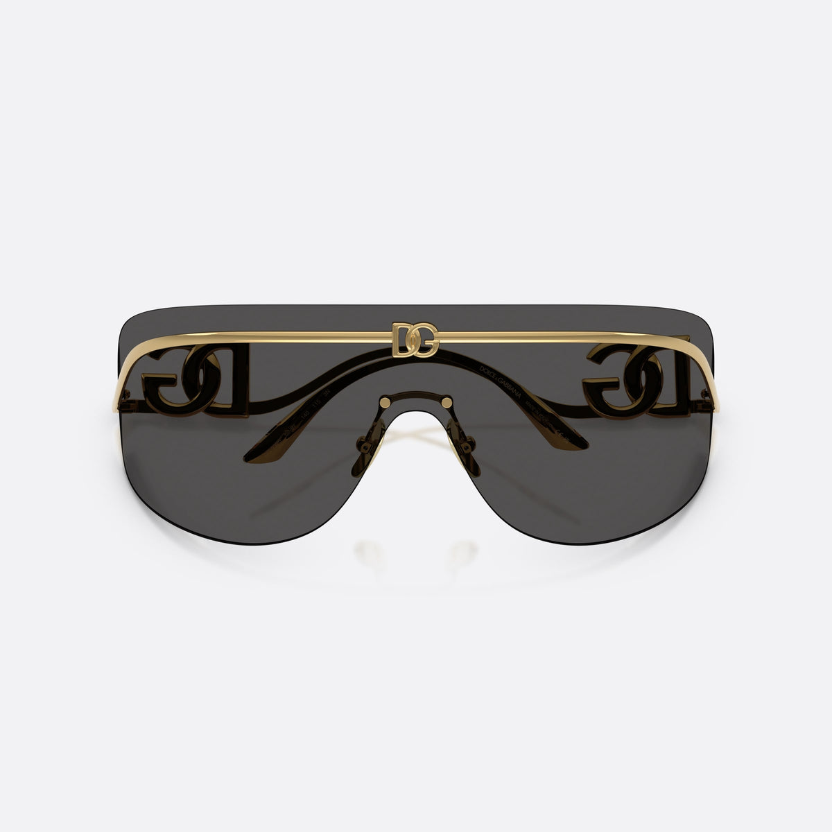 Ochelari de soare Dolce & Gabbana DG2320 02/87, pillow auriu, pentru femei, punte integrată cu accente metalice, cu brațele pliate