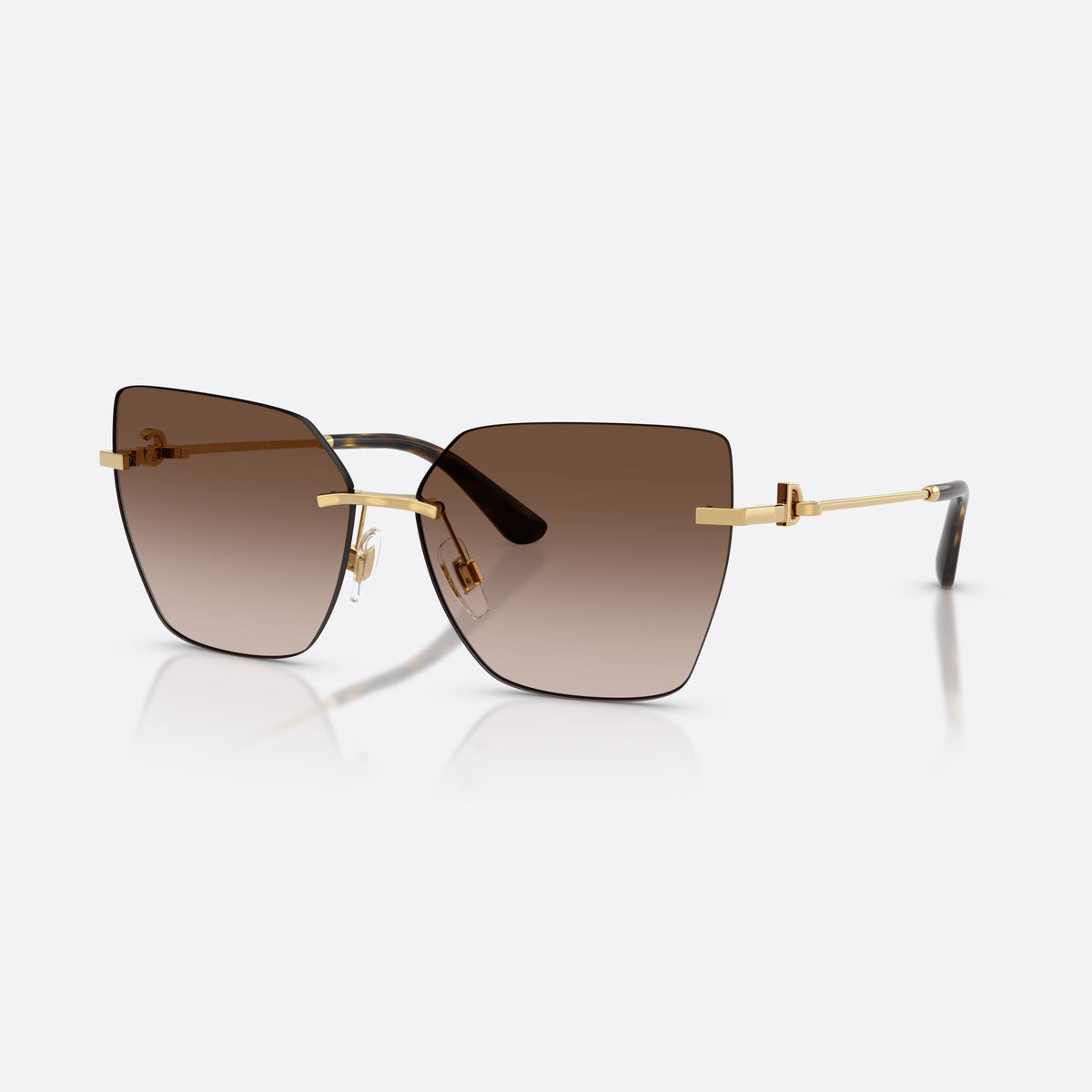 Ochelari de soare Dolce & Gabbana DG2321 02/13, cat eye auriu, pentru femei, punte metalică subțire cu accent auriu