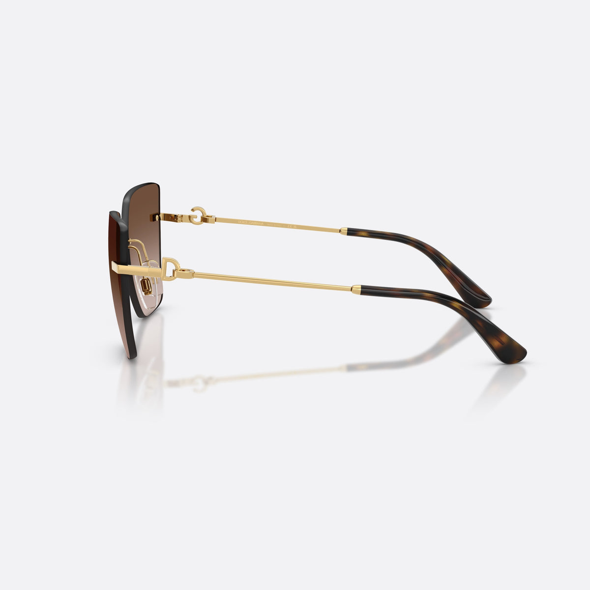 Ochelari de soare Dolce & Gabbana DG2321 02/13, cat eye auriu, pentru femei, punte metalică subțire cu accent auriu, vedere laterală