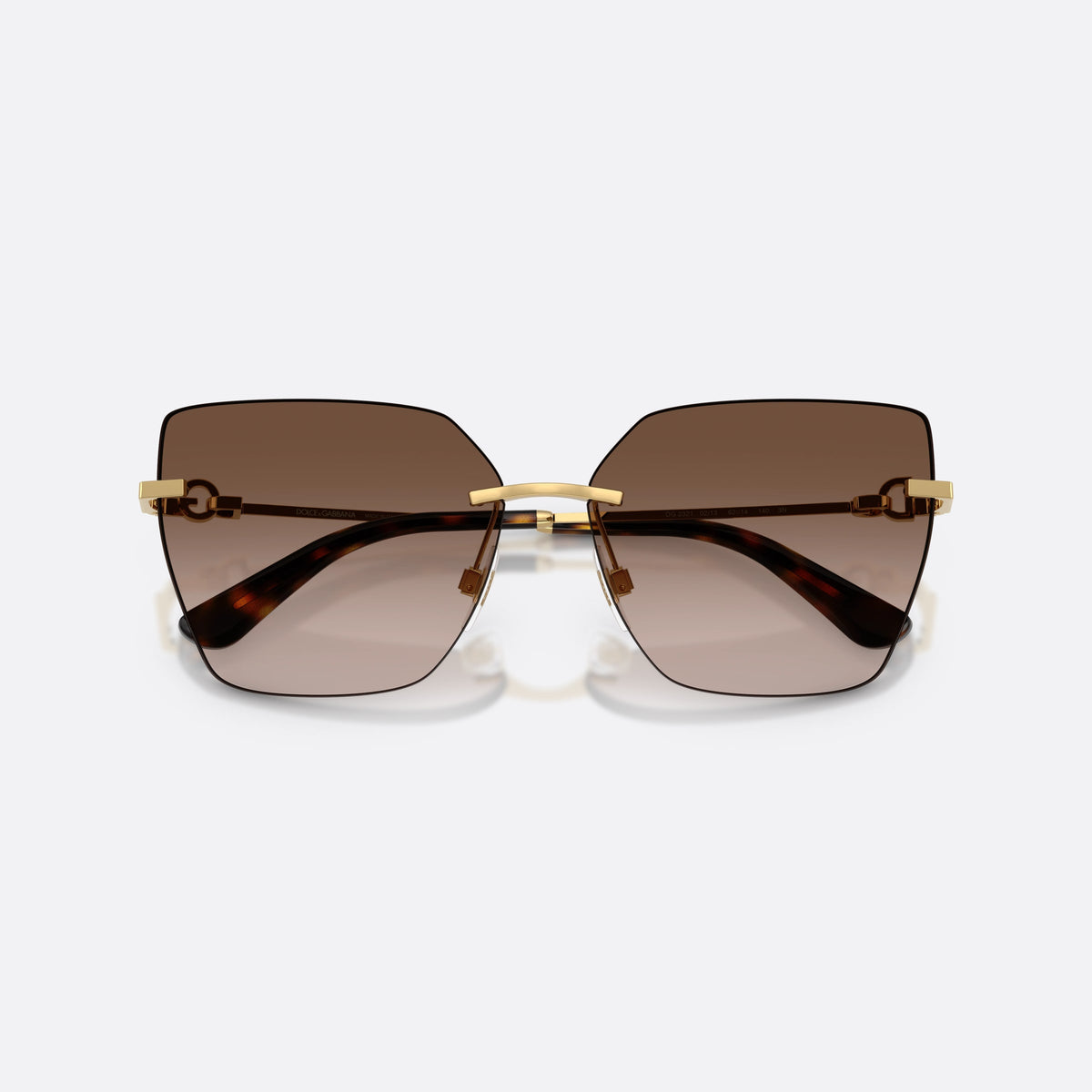 Ochelari de soare Dolce & Gabbana DG2321 02/13, cat eye auriu, pentru femei, punte metalică subțire cu accent auriu, cu brațele pliate